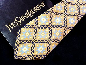 ♪今週の特売980円～♪1696♪状態並品【YSL】サンローラン【花 デザイン タイル 柄】ネクタイ♪