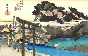 東海道五十三次 藤澤（遊行寺） 歌川広重 絵画風 壁紙ポスター 603×387mm（はがせるシール式）008S2