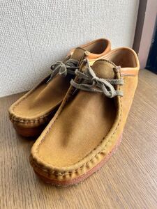 希少美品【clarks/クラークス】帆布 オリジナルズ ワラビー(ビーズワックス)/26.5cm(UK8.5)★ORIGINALS Wallabee★ブラウン★メンズ★USED