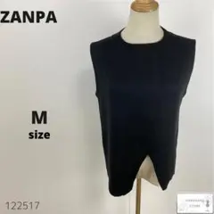 ZANPA ザンパ ニット ベスト ジレ ウール混 シンプル 万能 黒 M