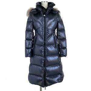 【新品】モンクレール ダウン コート ジャケット レディース サイズ(00) リアルファー付 MONCLER RIBAFUR ネイビー ジャパンタグ付