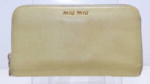 ◎税込特価◎ミュウミュウmiumiu黄色フルジップ/ラウンドファスナー長財布/良品★Used★