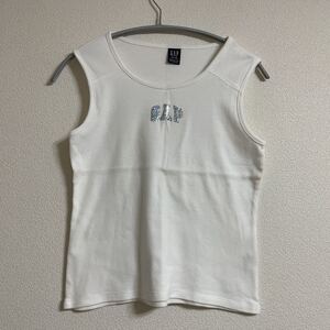 GAP キャップ タンクトップ トップス XL/TG キララメロゴ ホワイト白 インナー 綿100% コットン 無地 ロゴ