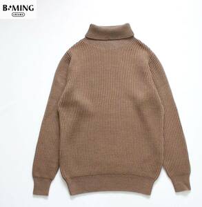 【 B:MING by BEAMS ビームス 】ローゲージ 畔編み タートルネック ニット セーター S 92-15-0192-803 定価\9,200 ハイネック ブラウン