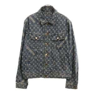 SUPREME シュプリーム ×LOUIS VUITTON 17AW LV Jacquard Denim Trucker Jacket ジャガードデニムトラッカージャケット インディゴ