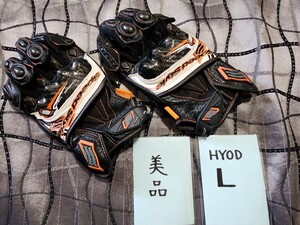 【美品L】HYOD D3O レーシンググローブ Lサイズ　レザー バイク ライディング ライダース フレックスカーボン D3O グローブ