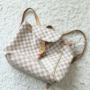 1円〜売り切り☆ LOUIS VUITTON ルイヴィトン スペロン アズール リュック ミニリュック レザー ダミエ 巾着