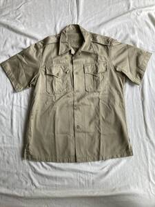 1956年 ビンテージ US ARMY 半袖チノシャツ S14213 Wステッチ 厚手 M(NAVY USMC チノパンツ サファリ ジャケット 40s 50s ）