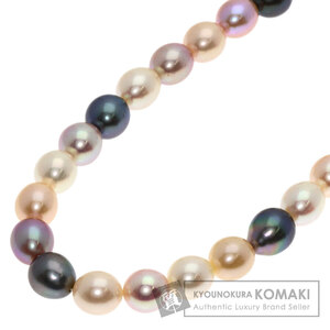 MIKIMOTO ミキモト マルチカラー 淡水パール 真珠 Mチャーム付き ネックレス K18イエローゴールド レディース 中古