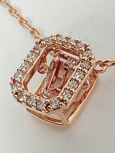 1円【美品】SWAROVSKI　スワロフスキー　 クリスタル　Una ネックレス オクタゴンカット　ラインストーン　ピンクゴールド