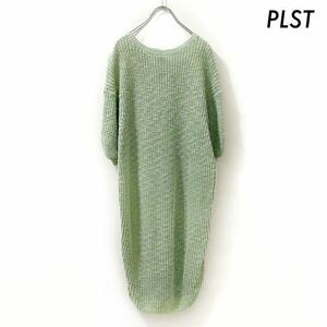 【送料無料】PLST プラステ★半袖ニットワンピース 前後切替 未使用タグ付き グリーン 緑