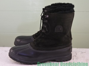 Y462◆USA製【ソレル SOREL】ビンテージ スノーブーツ 良い味 スウェード 黒 ブラック メンズ 11 29cm 