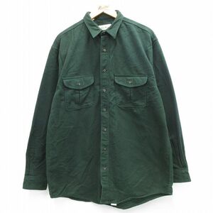 XL/古着 エディーバウアー 長袖 ヘビー フランネル シャツ メンズ 00s 大きいサイズ ロング丈 コットン 緑 グリーン 23dec14 中古 トッ 3OF