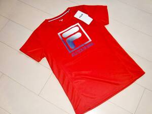 908　新品　FILA　Tシャツ　ドライ　DRY UVカット　赤　S　3－2