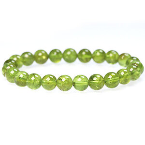 〔K1634-8〕希少 高品質 約8mm Peridot ペリドット 橄欖石 ブレスレット