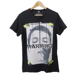 ディーゼル DIESEL 美品 Tシャツ WARNING Tee ワーニングＴシャツ 薄手 半袖 S 黒 メンズ