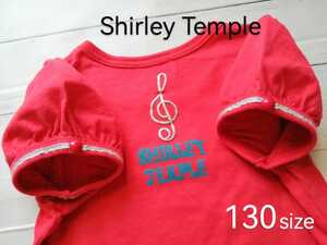 「Shirley Temple ロゴ入り パフスリーブ半袖Tシャツ 130 不思議の国のアリス 」シャーリーテンプルmezzopianoベベpom ponette