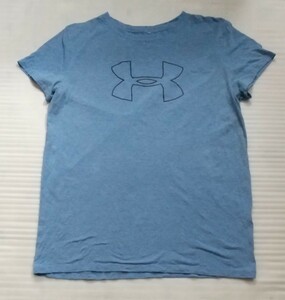 ☆UNDER ARMOUR 半袖Tシャツ SMサイズ スポーツ ティー フアッションTEE アンダーアーマー ライト水色ブルー紺ネイビー肩幅 約42身幅50丈70