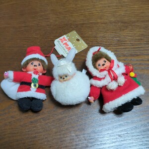 ☆ モンチッチ　クリスマス　マスコット　サンタクロース サンタ　冬　雪だるま　ぬいぐるみ　Sekiguchi セキグチ　レトロ　ミニぬいぐるみ