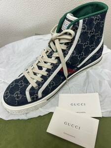 【正規店購入・未使用】GUCCI グッチ テニス デニム ハイカット スニーカー サイズ：8+ 27.5相当