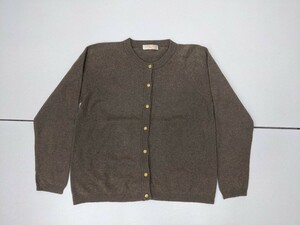 9．カシミヤ 100% cber client サイバークライアント Cashmere カシミア100 金ボタン ニット カーディガン レディースM 茶系 703