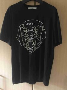 限定 国内正規 17SS Givenchy ジバンシィ ロットワイラー モノクロ ライン Tシャツ XL