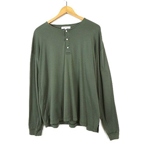 アーバンリサーチ URBAN RESEARCH Tシャツ ヘンリーネック オーバーサイズ SMOOTH HENLEY OVER LONG-SLEEVE T-SHIRTS 長袖 L カーキ メンズ