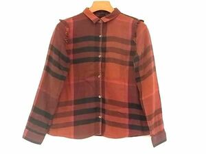 ■美品■ BURBERRY CHILDREN バーバリーチルドレン コットン フリル 長袖シャツ トップス サイズ 162cm 洋服 キッズ レッド系 DE4250