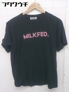 ◇ MILKFED. ミルクフェド ロゴ　プリント 半袖 Tシャツ カットソー サイズONE ブラック　ピンク レディース