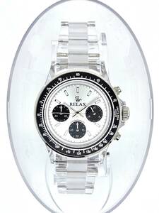【お値打ちT2】RELAX リラックス 王冠ロゴ D4 ヴィンテージ腕時計 クロノ 世界的にも注目されているモデル シルバー文字盤 世田谷