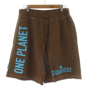 未使用品 ディースクエアード DSQUARED2 タグ付き One Life Shorts S78MU0034 ショートパンツ ハーフパンツ ロゴ コットン 茶 ブラウン M