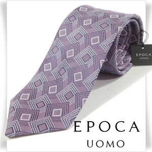 新品1円～★定価1.4万 エポカ ウォモ EPOCA UOMO 日本製 シルク絹100% ネクタイ 織柄 パープル 正規店本物 ◆9291◆