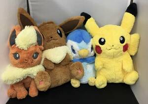 ポケモンセンターふわふわ抱きぬいぐるみ ピカチュウ ポッチャマ ブースター イーブイ ４点セット 