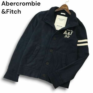 Abercrombie&Fitch アバクロンビー＆フィッチ 通年 裏起毛★ ロゴ パッチ スウェット ジャケット Sz.M　メンズ ネイビー　A4T10068_9#O