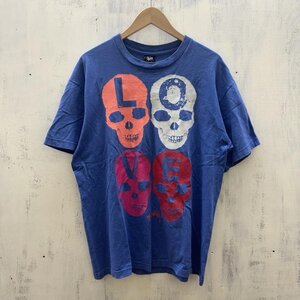 ステューシー OLD 黒タグ LOVE HATE SKULL スカル メキシコ製 Tシャツ Tシャツ L 青 / ブルー