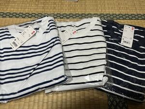 【新品未使用】ユニクロ UNIQLO ボーダーTシャツ3枚セット　Mサイズ 長袖 ロンT 長袖Tシャツ