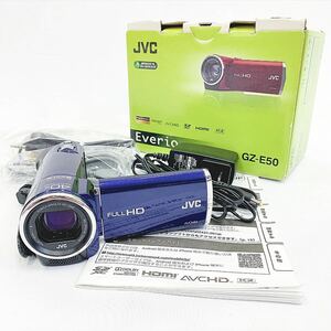 美品 動作品 JVC Everio GZ-E50-A デジタルビデオカメラ ハンディ 青系 ブルー ケンウッド/ビクター/エブリオ 追加写真有 