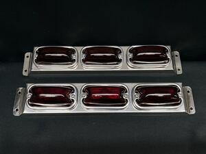 でべそ角マーカー　3連車高灯　レッド　赤　左右セット　ガラス　前開きタイプ　電球式　24V6ｗ　レトロ　デコトラ　かまぼこ　シャーシ灯