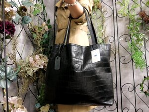 ●超美品●Felisi フェリージ●クロコダイル 型押し カーフ レザー 本革●トート バッグ●黒●G金具●肩掛け●B5 収納 かばん●Js53523