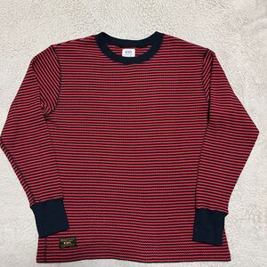 13aw WTAPS WAFFLE L/S tee COPO ワッフル　XL ボーダー　赤　red WTVUA design