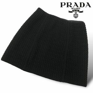 s120 PRADA プラダ 2010 ニット ミニスカート ウール70% カシミヤ30% ブラック 40 イタリア製 正規品 Vintage ヴィンテージ　正規品