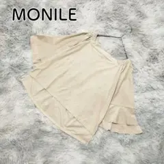 MONILE　スクエアネック七分袖ブラウス　ベージュ　M　バックギャザー