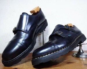 【美品/送料無料】2013年 FRANCE製 Paraboot/パラブーツ ウィリアム ダブルモンクストラップ UK71/2 26cm相応 NUIT ダークネイビー