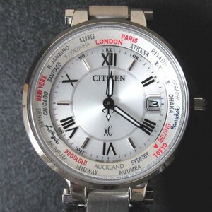 美品 ジャンク品 CITIZEN シチズン XC クロスシー エコドライブ 電波ソーラー レディースウォッチ 腕時計 H240-T018254 シルバー文字盤