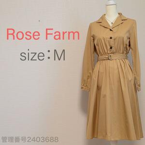 【最終値下げ☆美品☆】Rose Farm(しまむら) 襟付きV開き　シャツワンピース　ロングワンピ　ベージュ　M