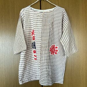 1送料込●ハンドメイド　綿　柿渋染　チュニック●手拭　ドロップショルダー　昭和レトロ