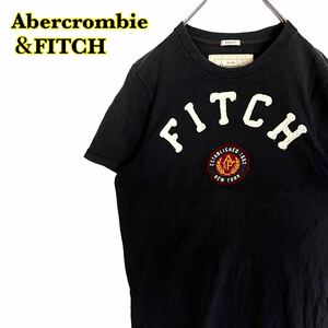 Abercrombie&FITCH アバクロンビーアンドフィッチ　半袖Tシャツ　ワッペン　紺　Mサイズ　【AY1103】