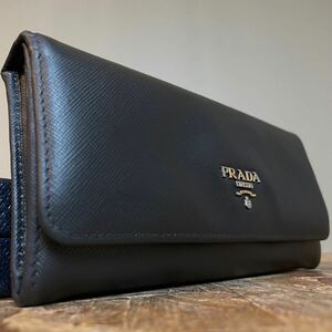 1円 PRADA 美品 プラダ ラウンドファスナー 長財布 男女 サフィアーノレザー ■レザー　サフィアーノレザー　ブラック　