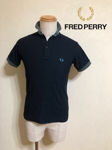 FRED PERRY フレッドペリー 鹿の子 ポロシャツ トップス サイズS 半袖 ネイビー FZ1362 ヒットユニオン 日本製