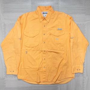 古着 Columbiaコロンビア PFG 無地 フィッシングシャツ 長袖シャツ トップス メンズM タイ製 オレンジ